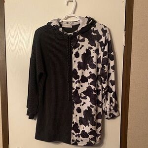 Lovely Melody Black and White Patterned Cardigan